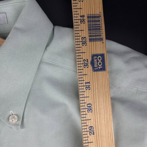 L.L.Bean Mens Short Sleeve Button-Down Shirt 16.5" Tall Green 100% Cotton Made I - Picture 6 of 7